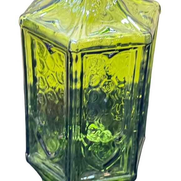 Vintage Green Glass Hexagonal Shaped Lamp Shades/ Light Covers Set Of 2 - Picture 3 of 7